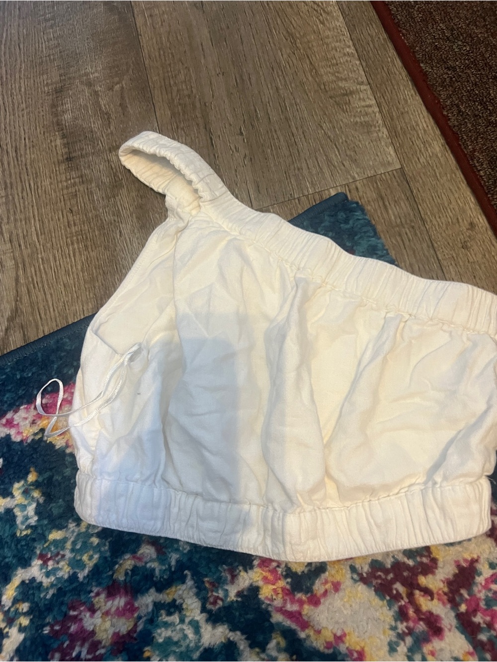 Abercrombie white linen blend tank top size xs